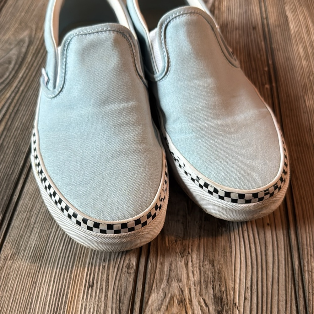 Vans Baby Blue Checkered sneakers shoes woman’s 8.0 men’s 6.5 Preowned - Picture 2 of 4
